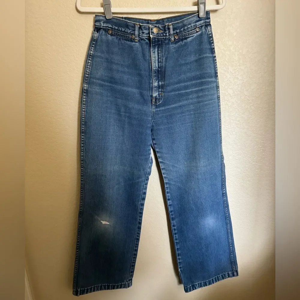 Vintage Britannia Wide Leg Sailor Jeans Sz 4 Distressed High Rise - Picture 2 of 11